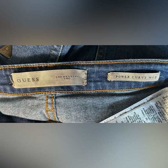 GUESS 29 Dark Blue Power Curvy Mid Rise Skinny Jeans - Picture 6 of 6
